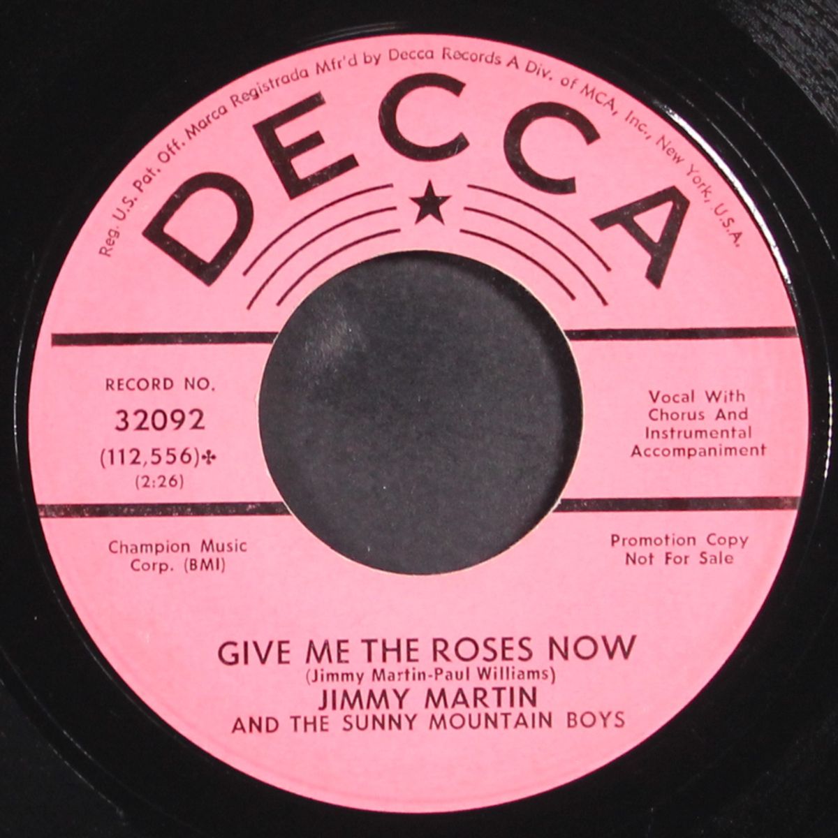pray the clouds away / give me the roses now by JIMMY MARTIN