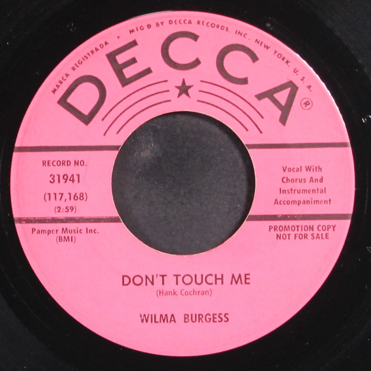 turn around teardrops / don't touch me by WILMA BURGESS