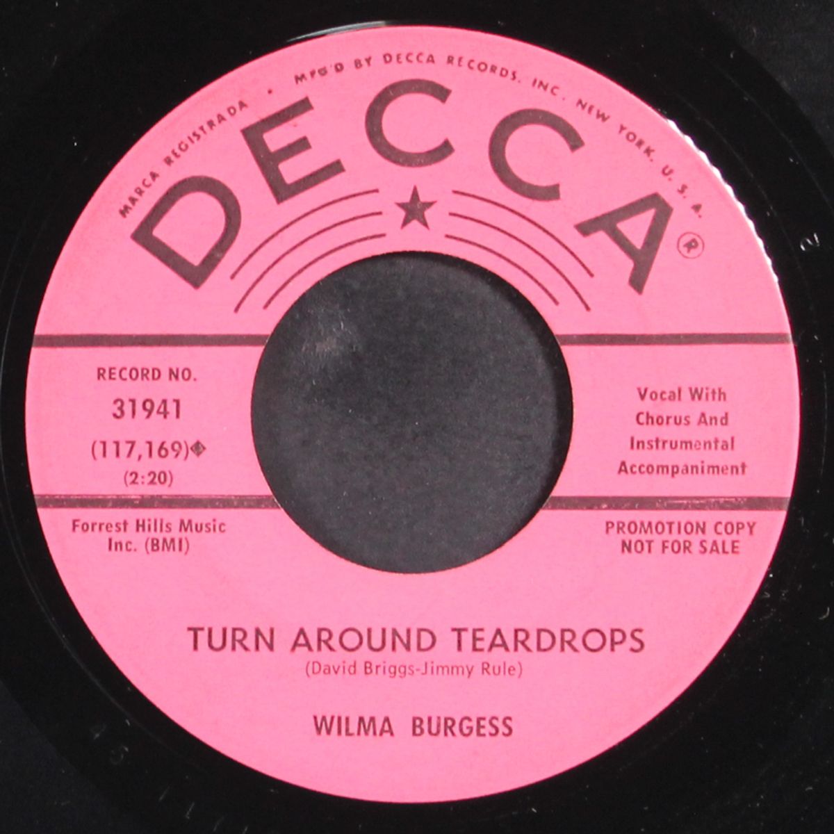 turn around teardrops / don't touch me by WILMA BURGESS
