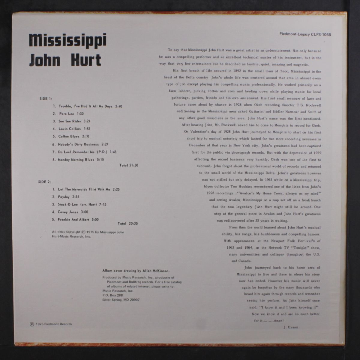 volume one of a legacy by MISSISSIPPI JOHN HURT