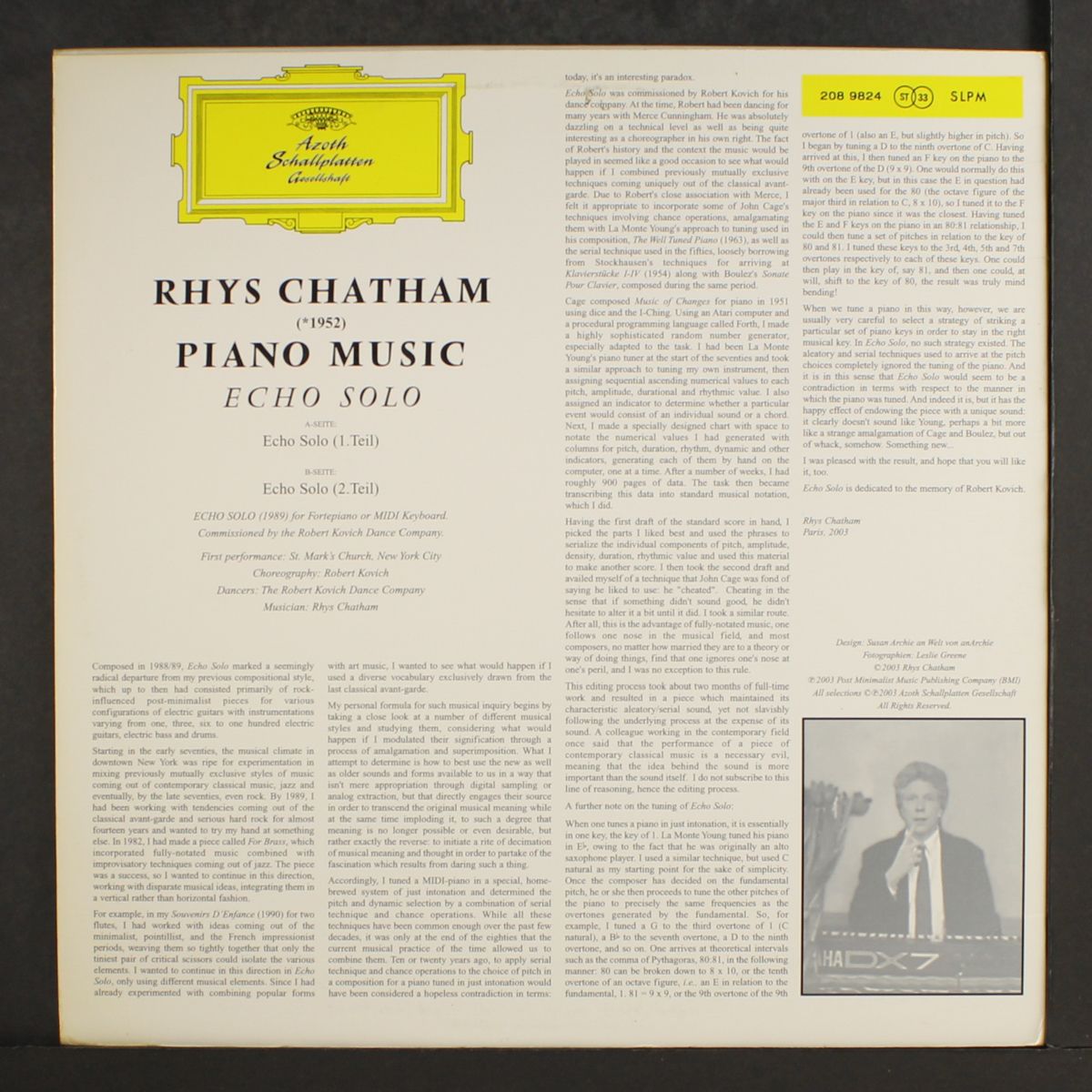 piano music, echo solo by RHYS CHATHAM