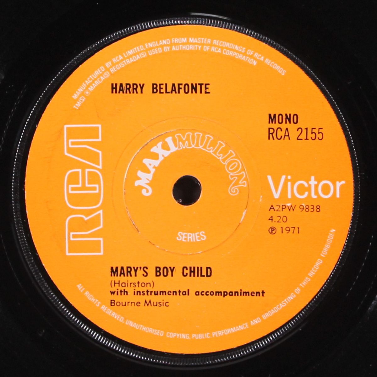mary's boy child by HARRY BELAFONTE