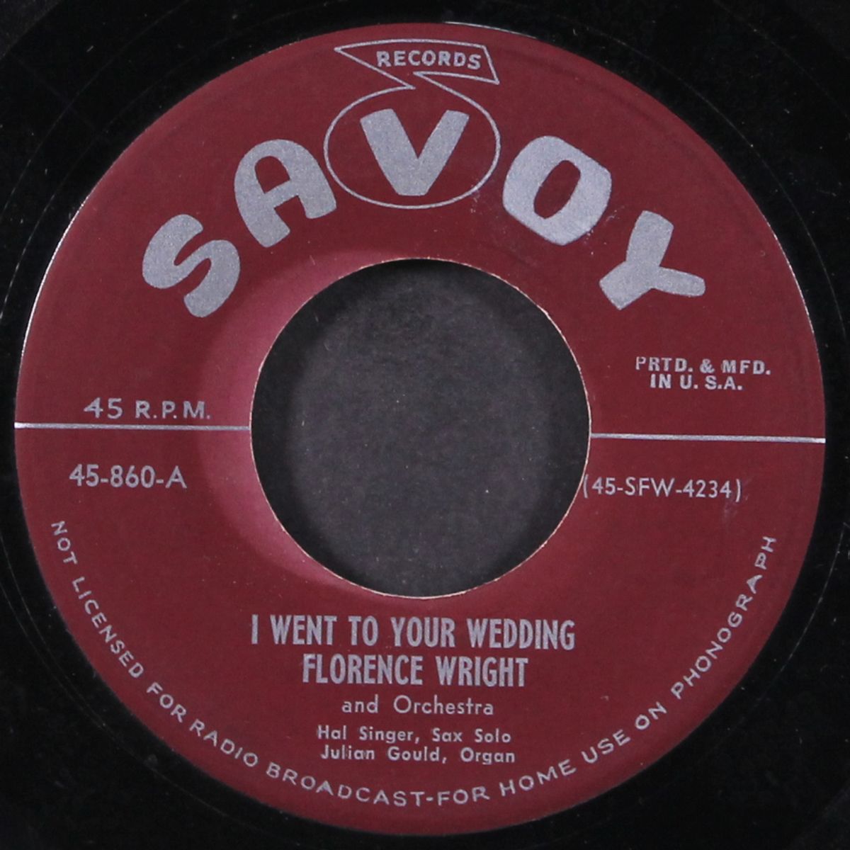 my blue heaven / i went to your wedding by FLORENCE WRIGHT