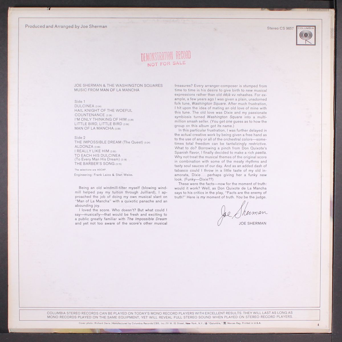 music from man of la mancha by JOE SHERMAN