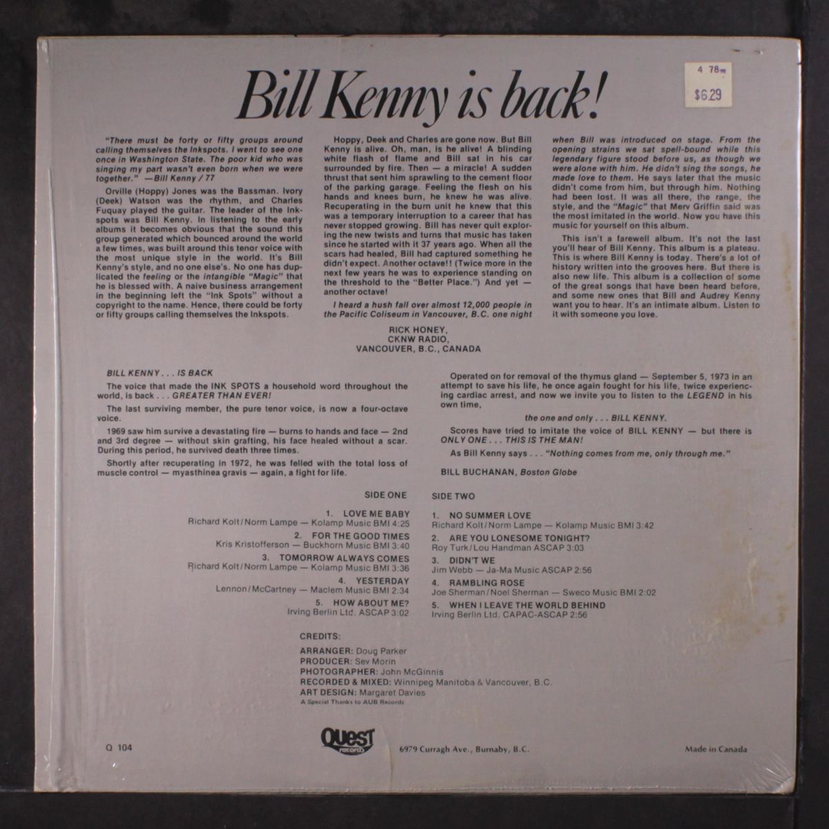 bill kenny sings by BILL KENNY