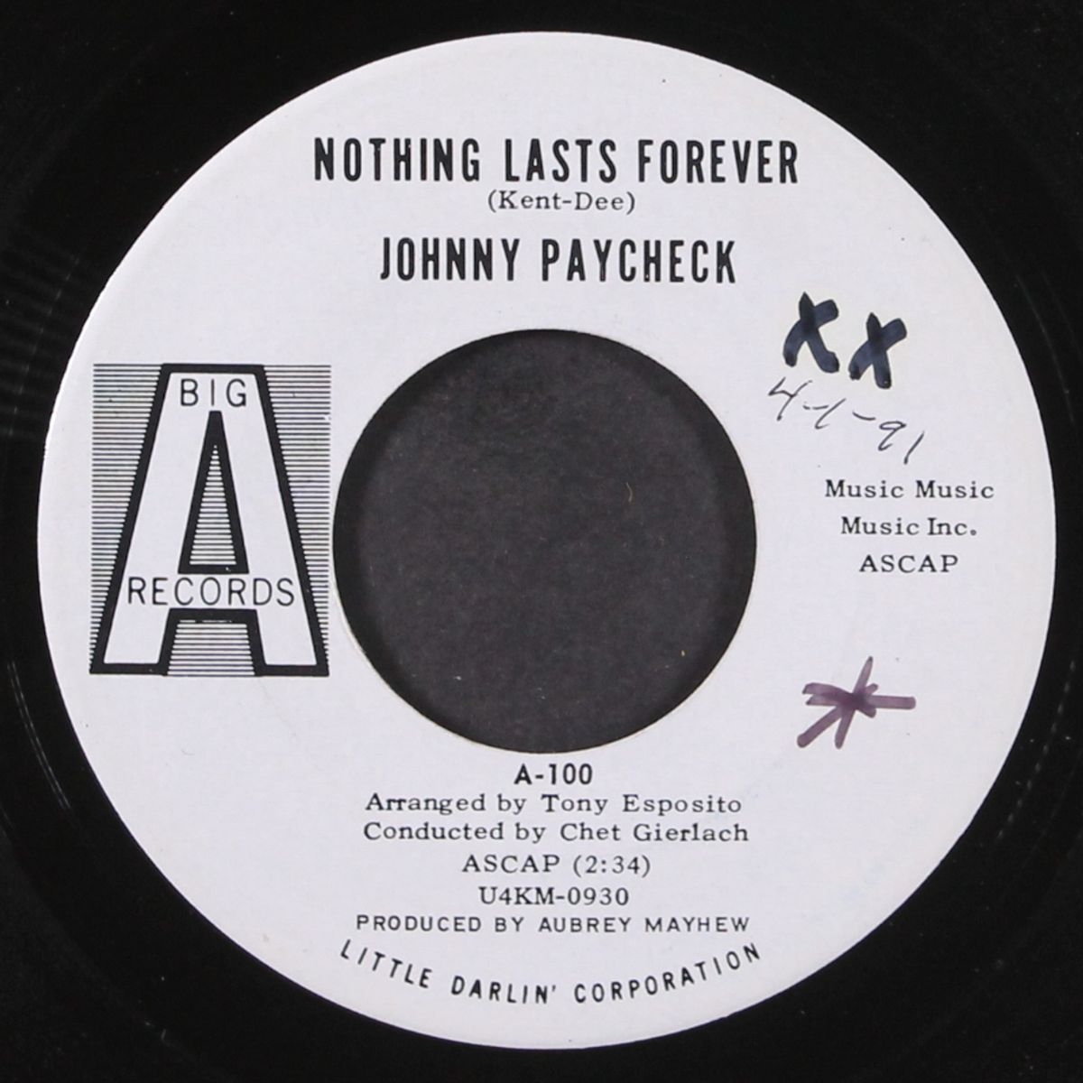 nothing lasts forever / no one ever lost more by JOHNNY PAYCHECK