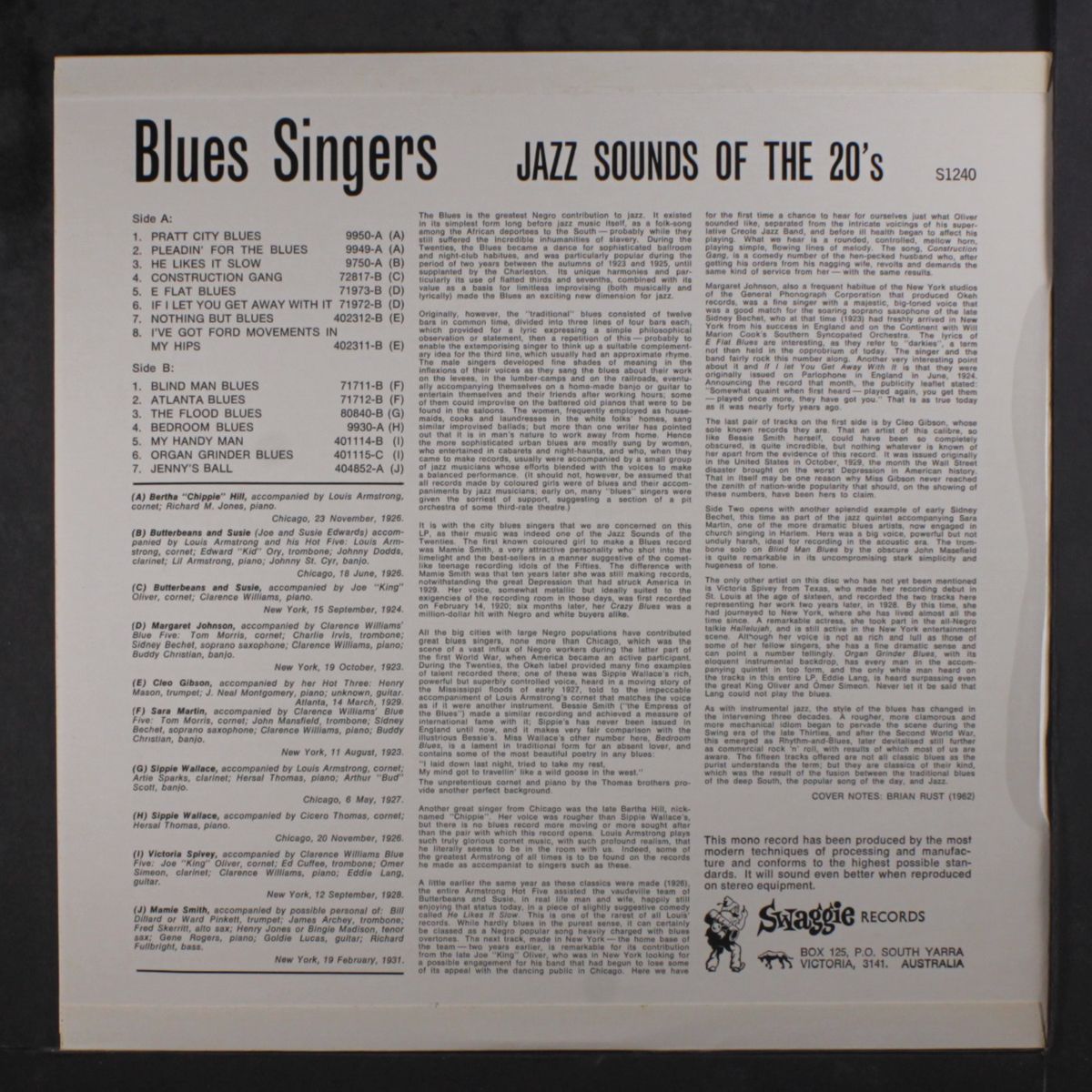 blues singers, jazz sounds of the 20's by VARIOUS
