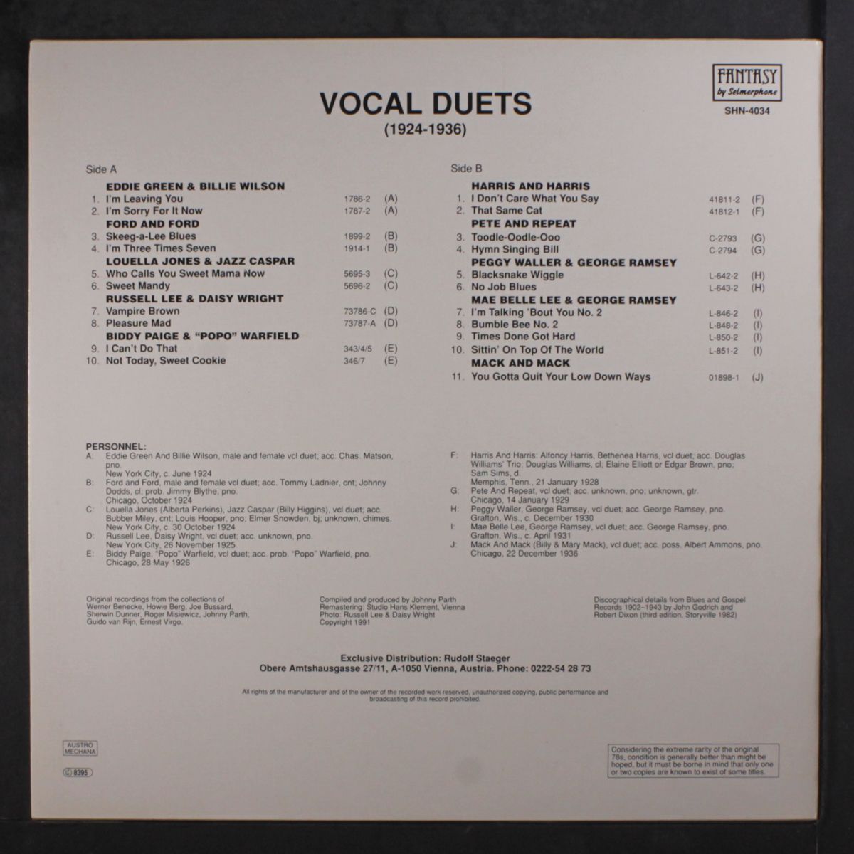 vocal duets (1924-1936) by VARIOUS