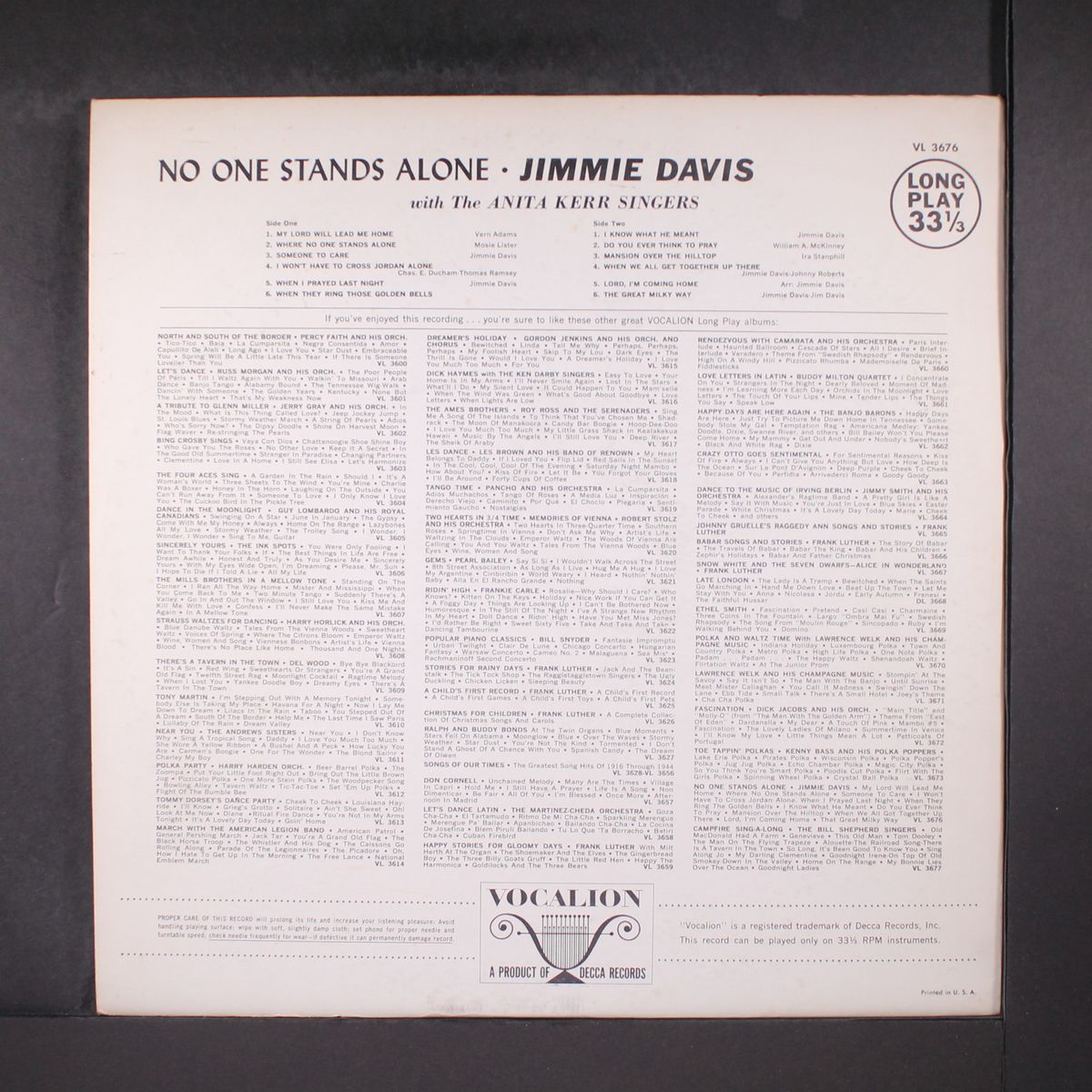 no one stands alone by JIMMIE DAVIS