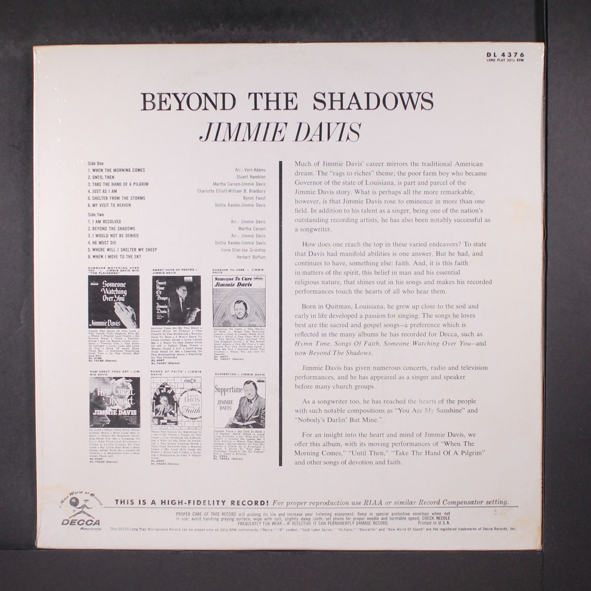 beyond the shadows by JIMMIE DAVIS