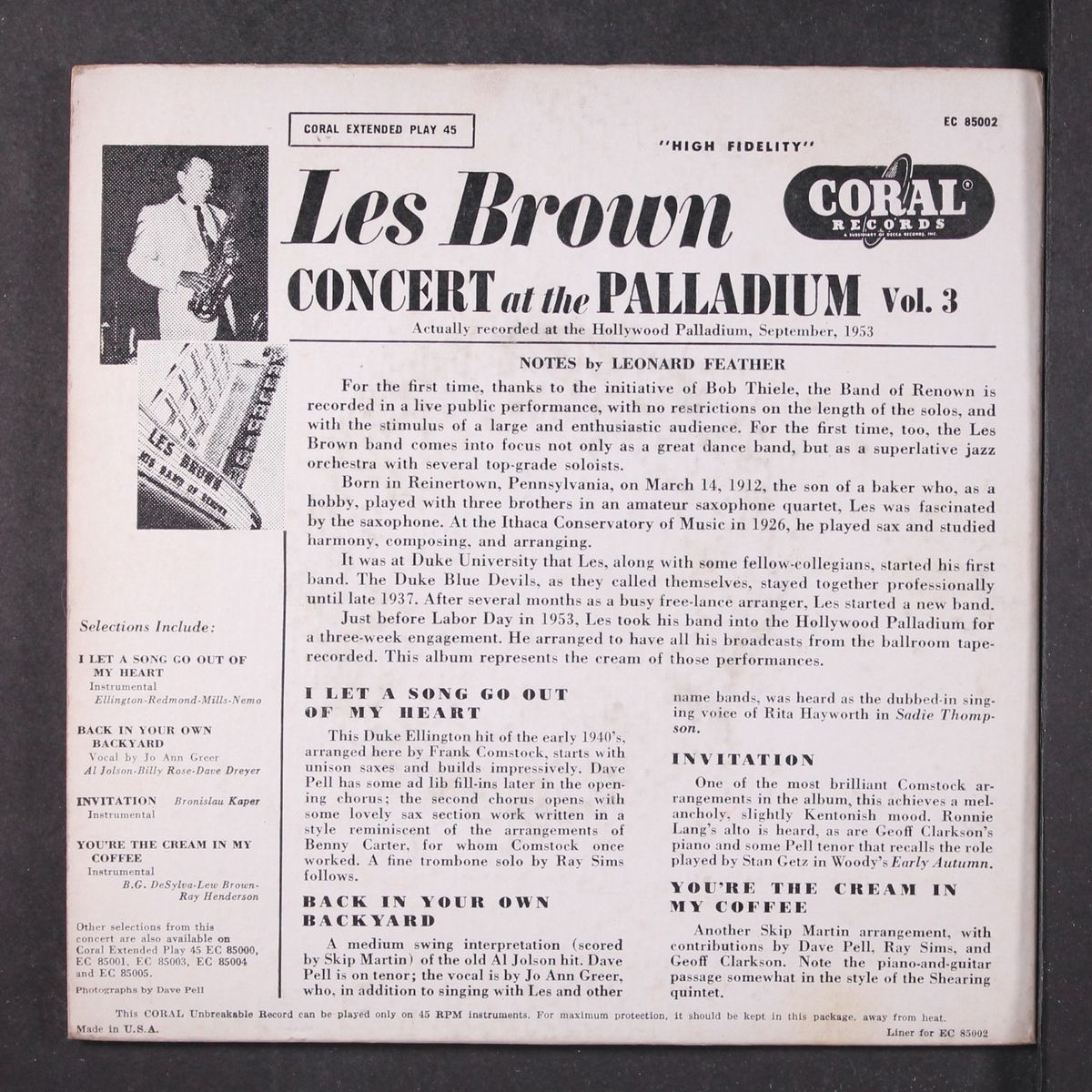 concert at the palladium vol. 3 by LES BROWN