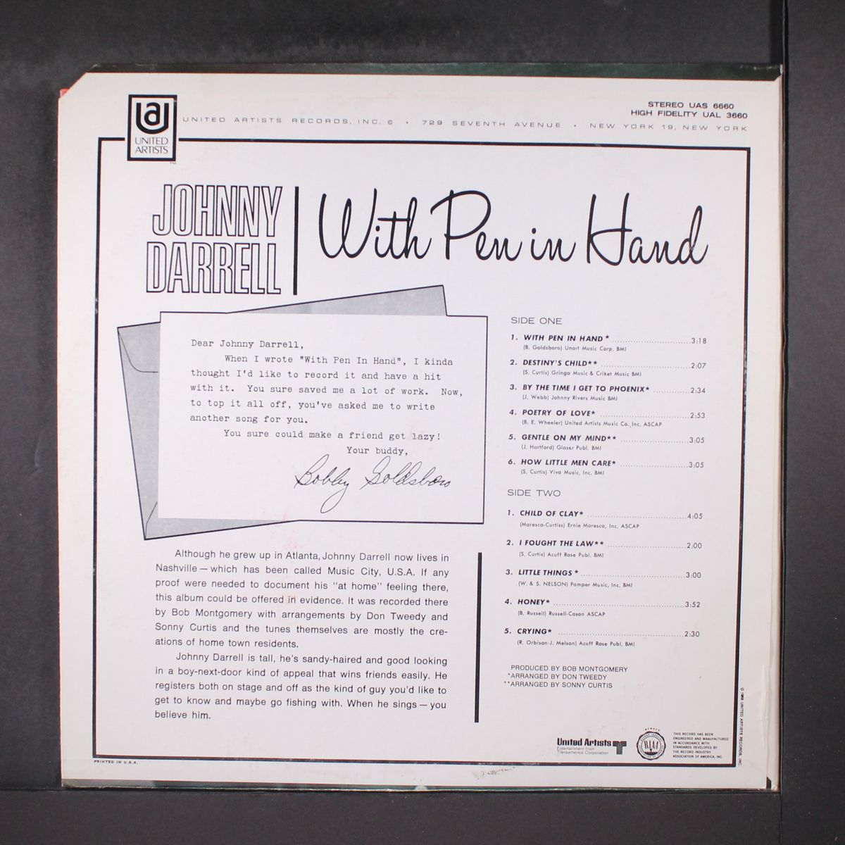 with pen in hand by JOHNNY DARRELL