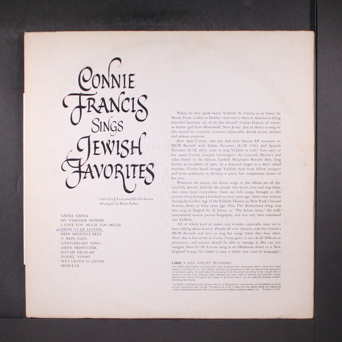 sings jewish favorites by CONNIE FRANCIS