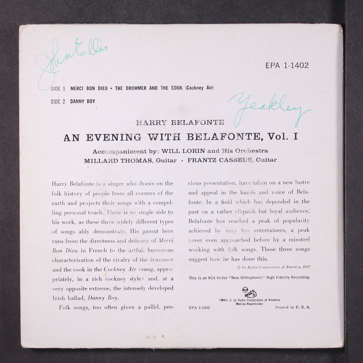 an evening with, vol. 1 by HARRY BELAFONTE