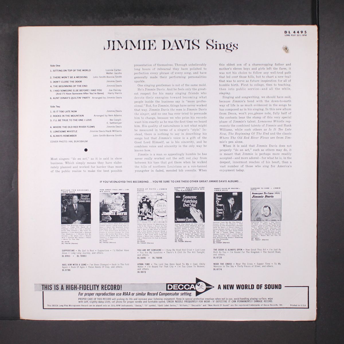 sings by JIMMIE DAVIS