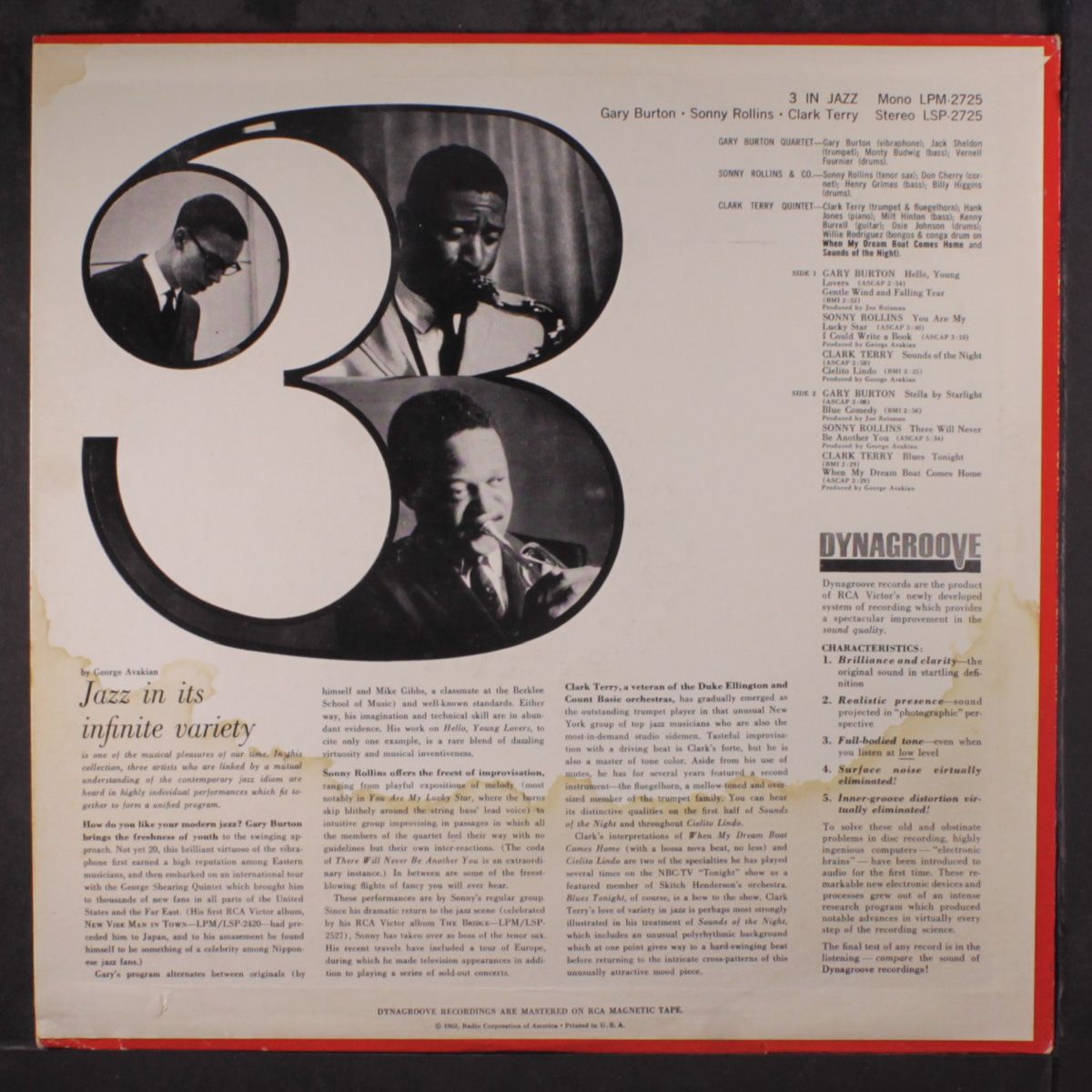 3 in jazz by GARY BURTON, SONNY ROLLINS, CLARK TERRY