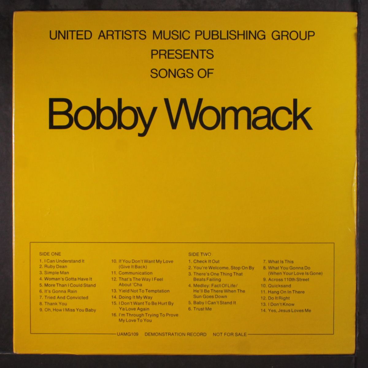 ua music publishing group presents songs of by BOBBY WOMACK