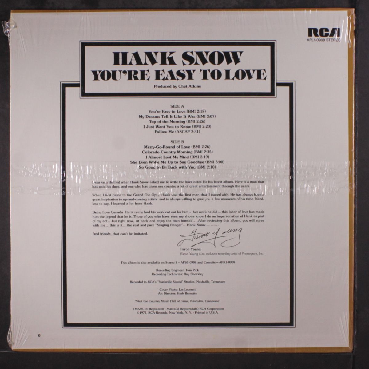 you're easy to love by HANK SNOW