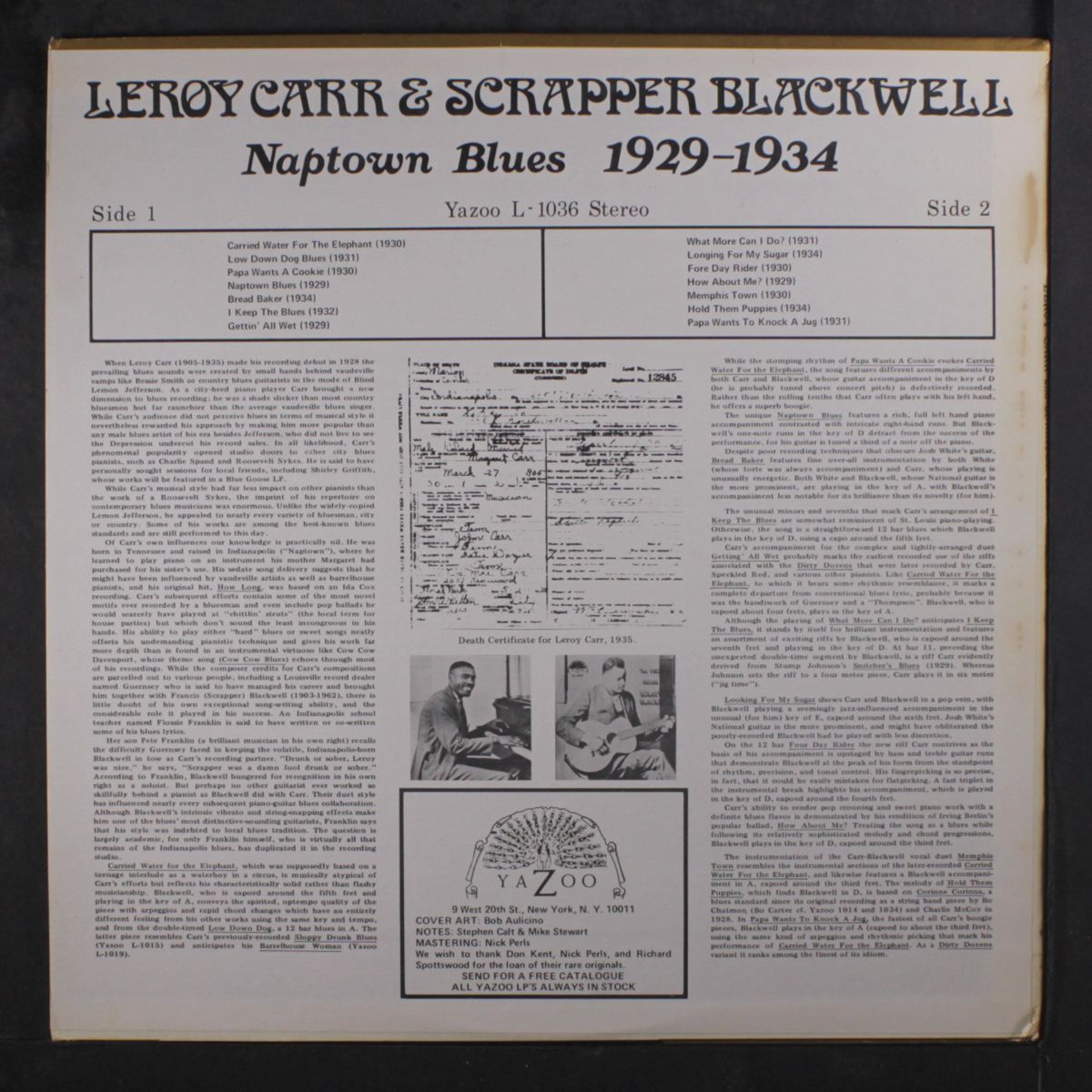 naptown blues 1929-1934 by LEROY CARR & SCRAPPER BLACKWELL