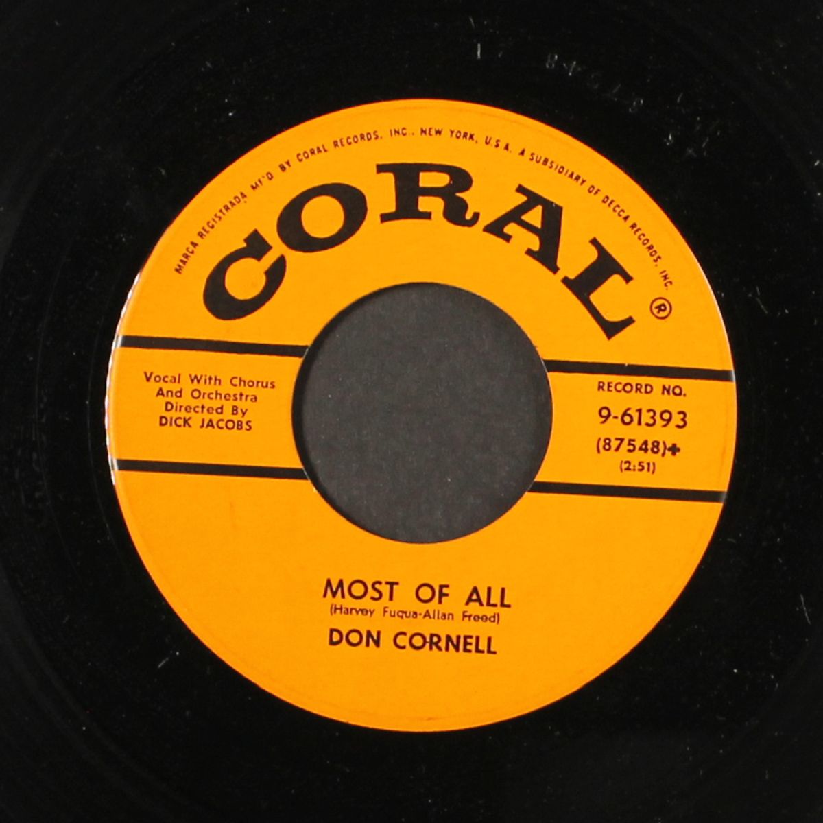 most of all / the door is still open to my heart by DON CORNELL