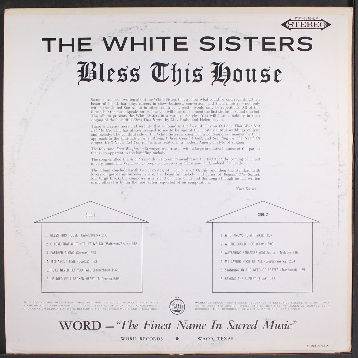 bless this house by WHITE SISTERS