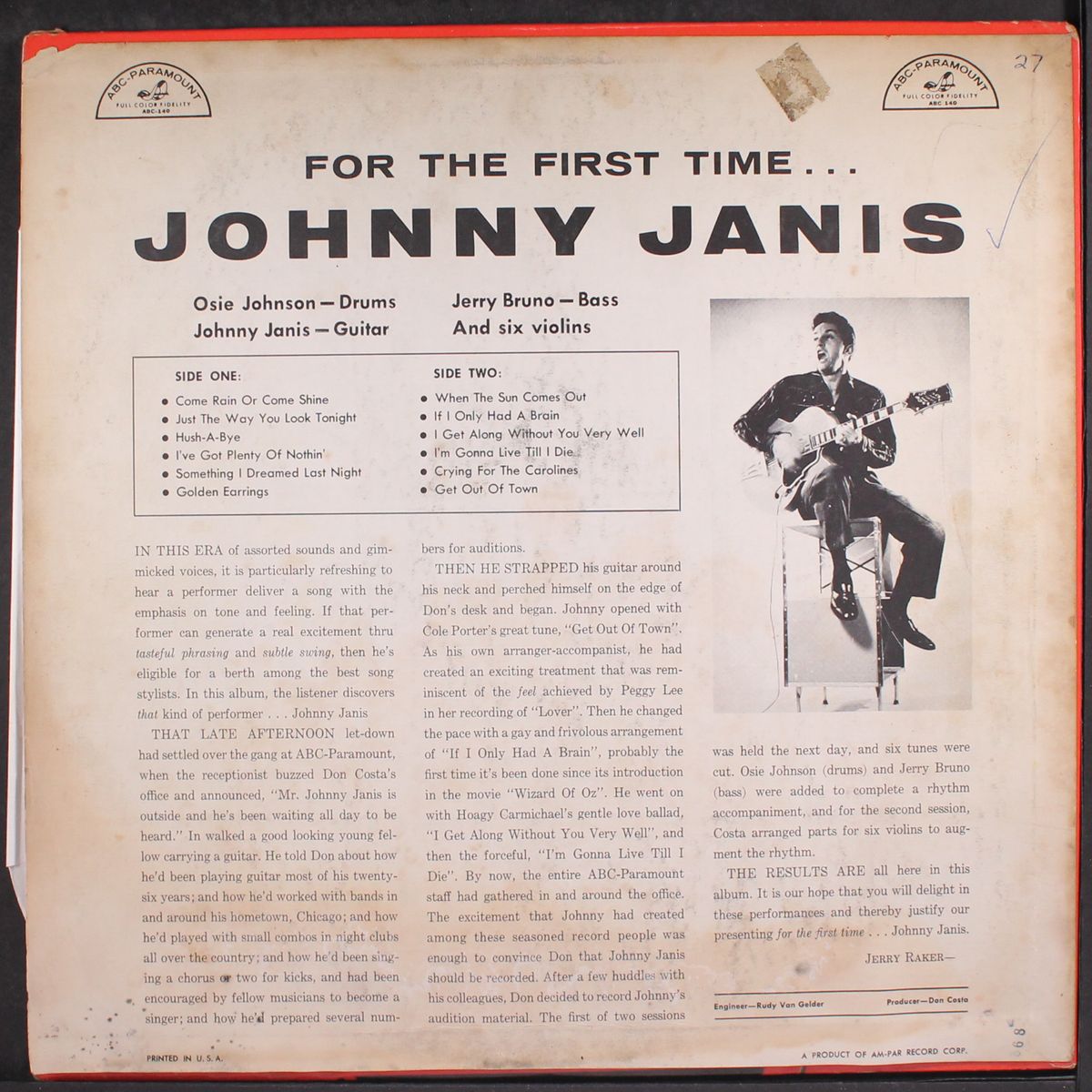 for the first time by JOHNNY JANIS