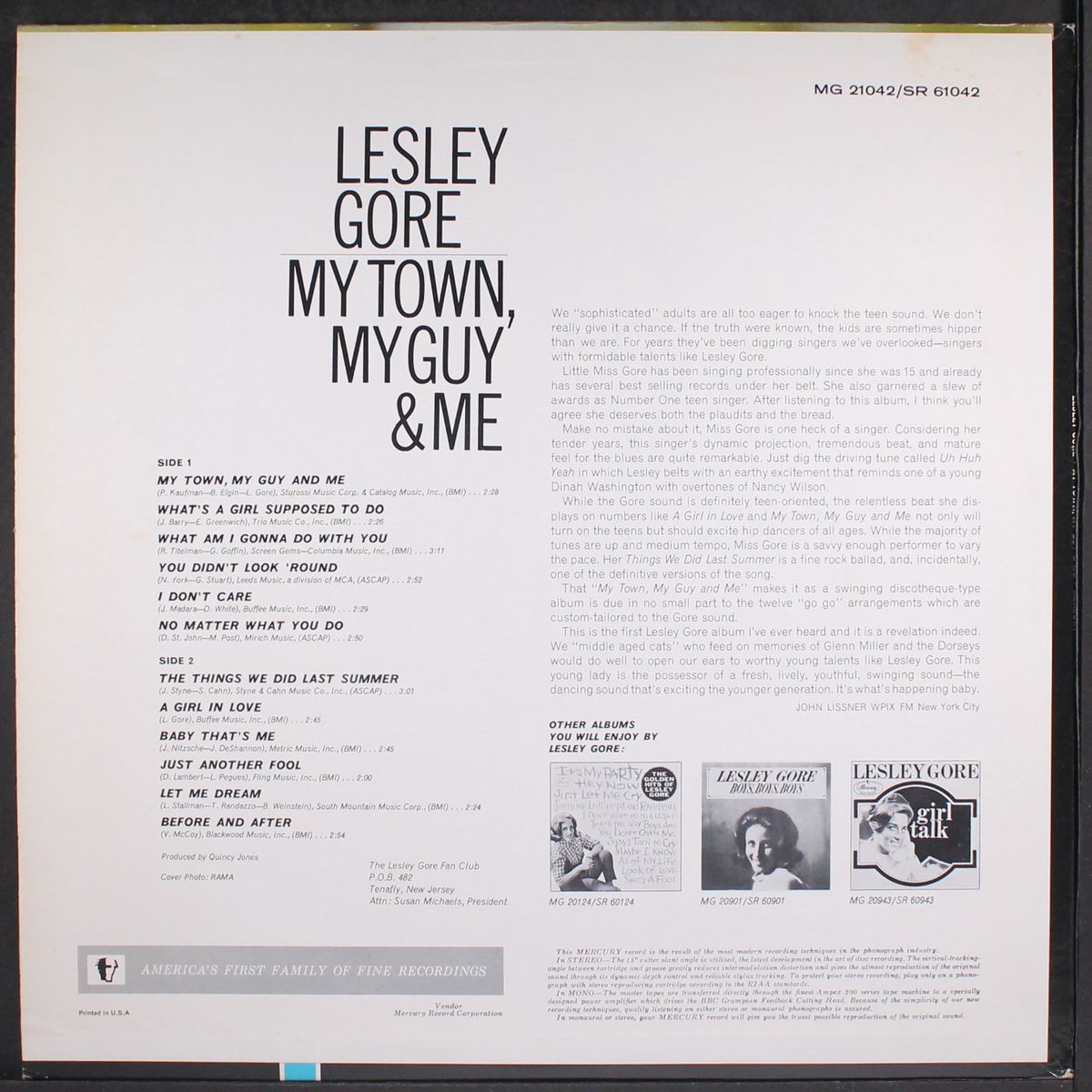 my town, my guy & me by LESLEY GORE