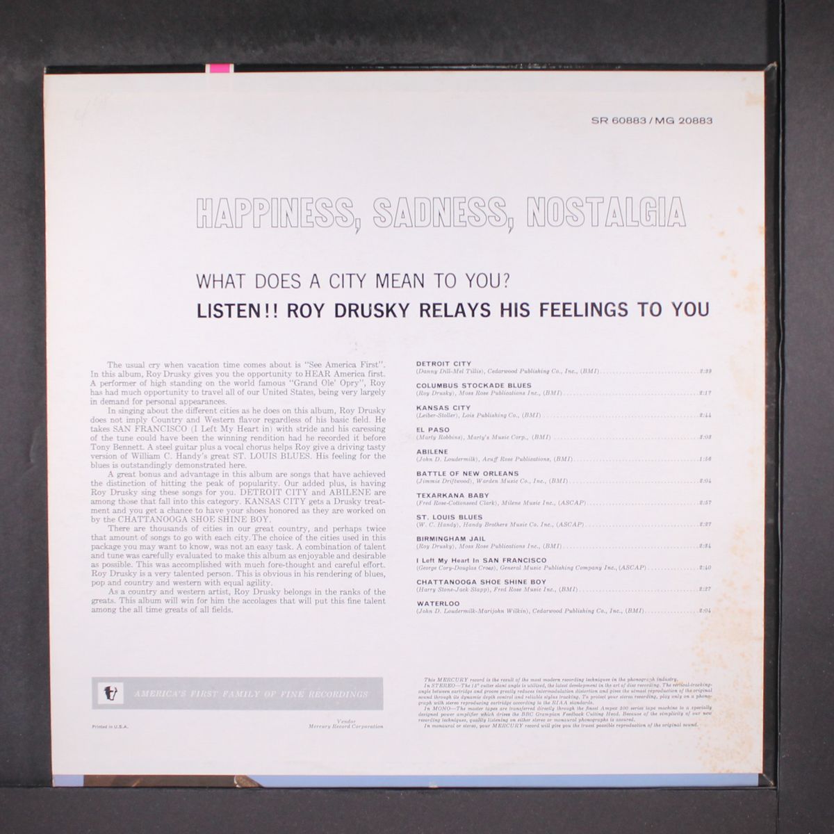 songs of the cities by ROY DRUSKY