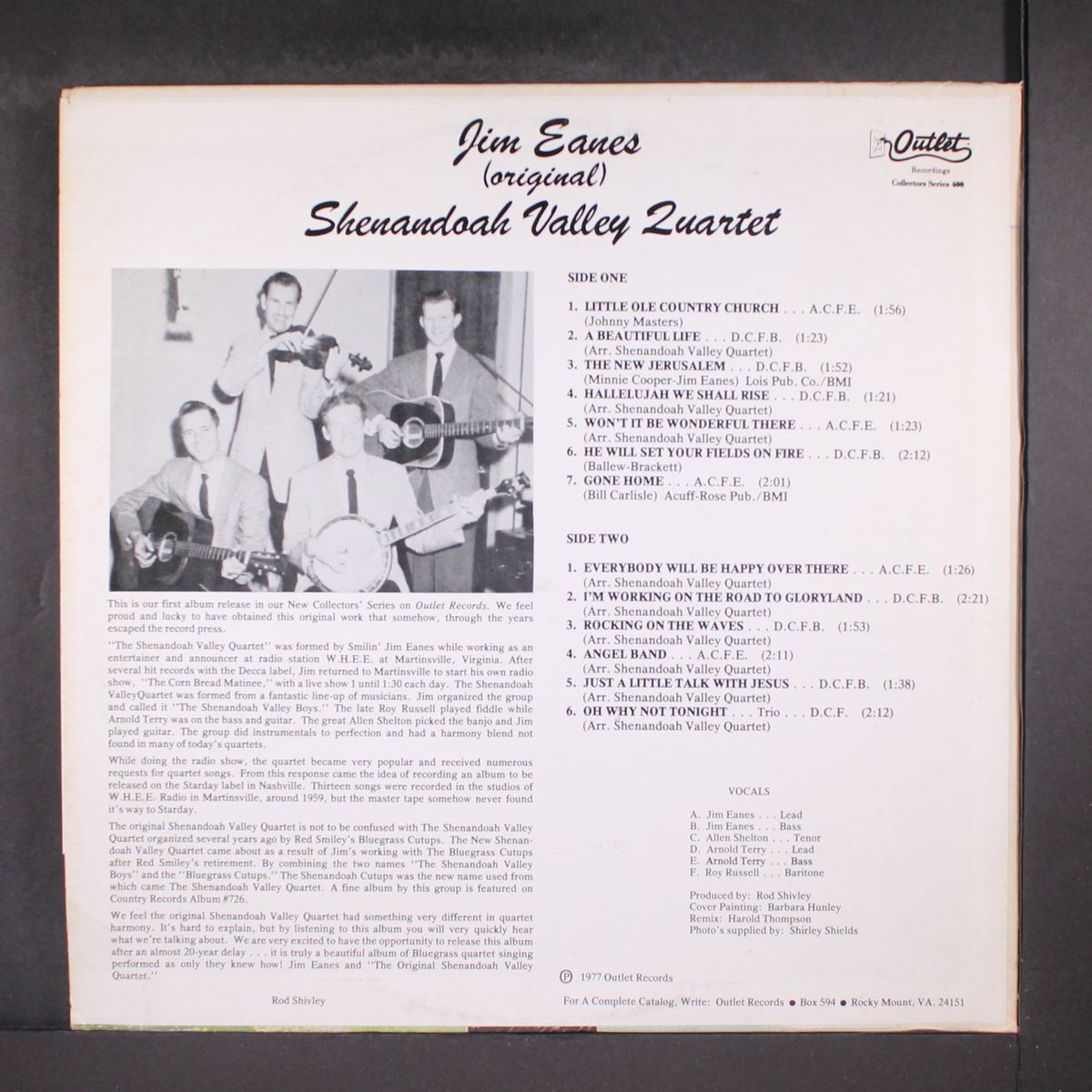 the original shenandoah valley quartet by JIM EANES