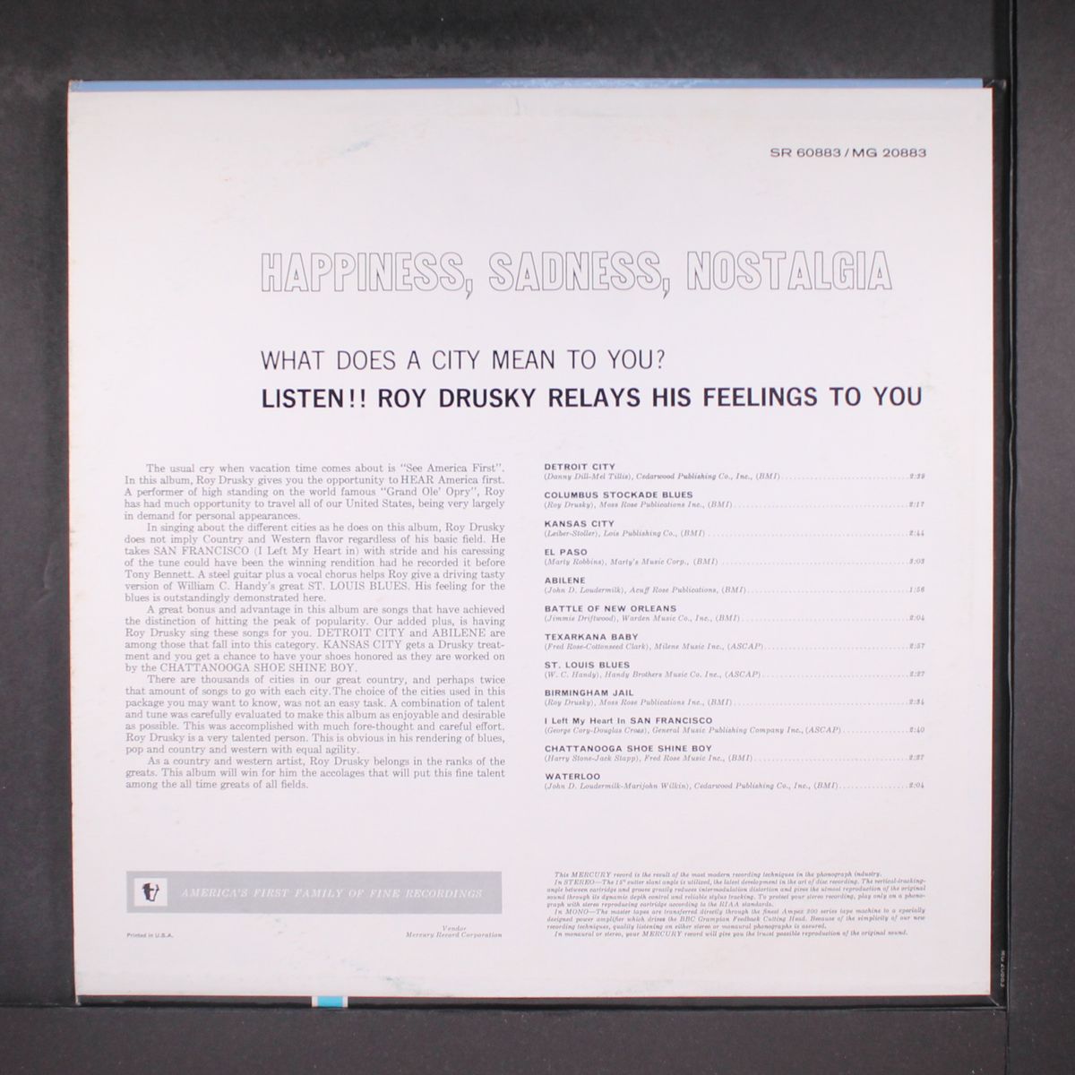 songs of the cities by ROY DRUSKY