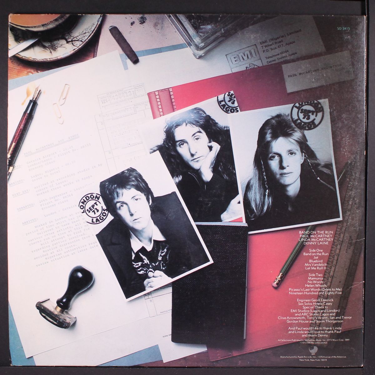 band on the run by PAUL MCCARTNEY & WINGS
