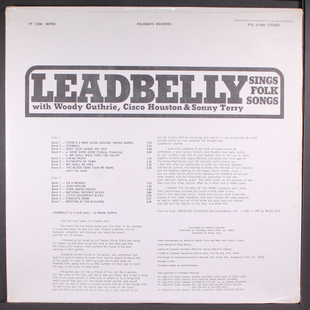 sings folk songs by LEADBELLY