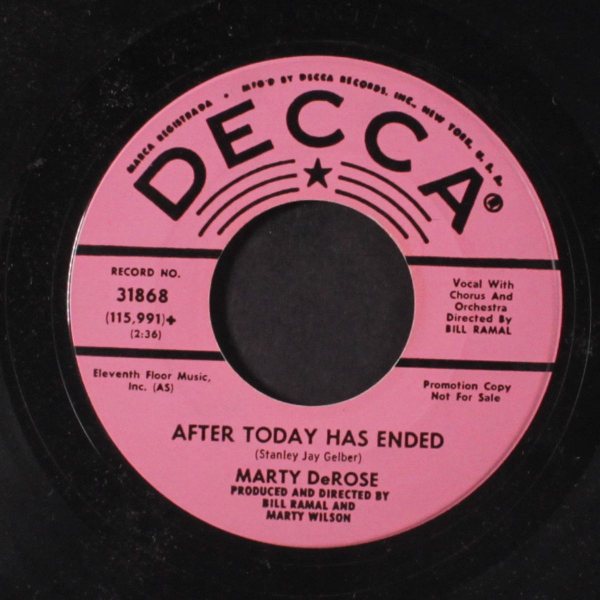 after today has ended / now that i need you by MARTY DEROSE