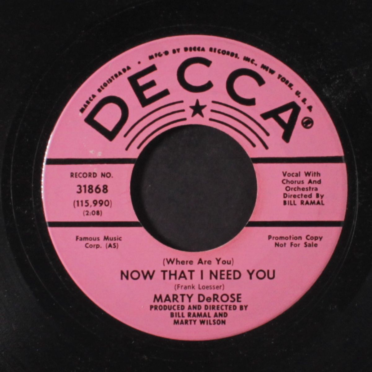 after today has ended / now that i need you by MARTY DEROSE