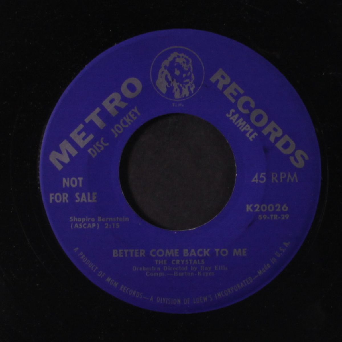 better come back to me / that's where i belong by CRYSTALS