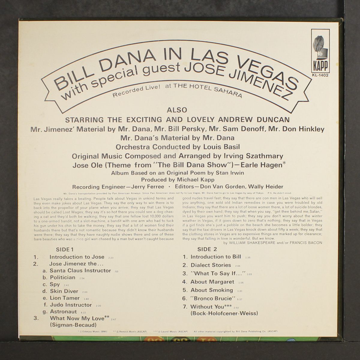 in las vegas by BILL DANA