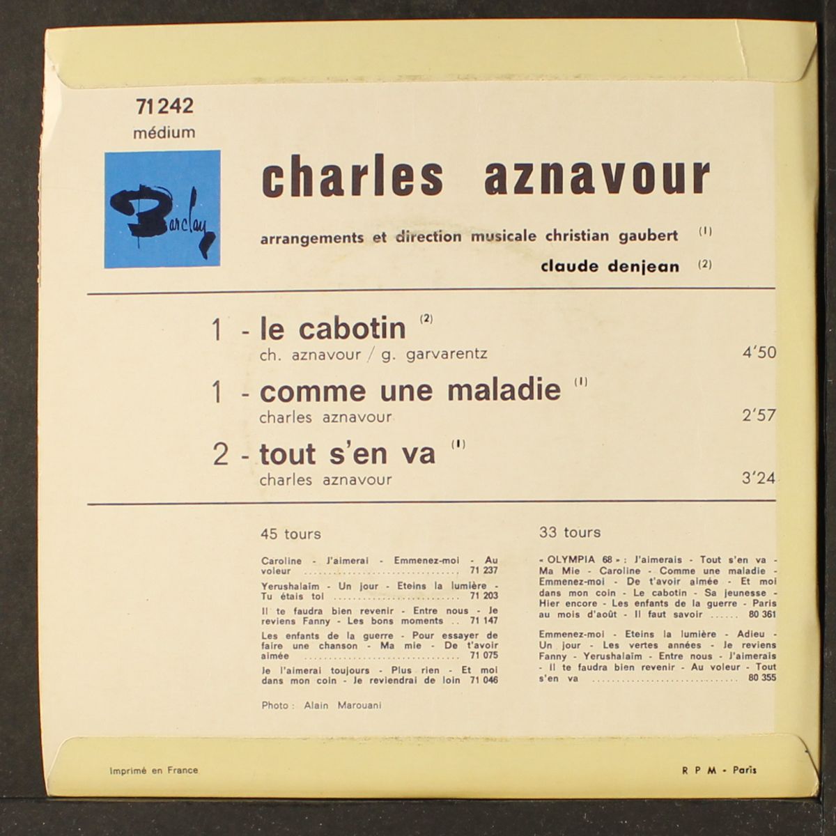 le cabotin + 2 by CHARLES AZNAVOUR