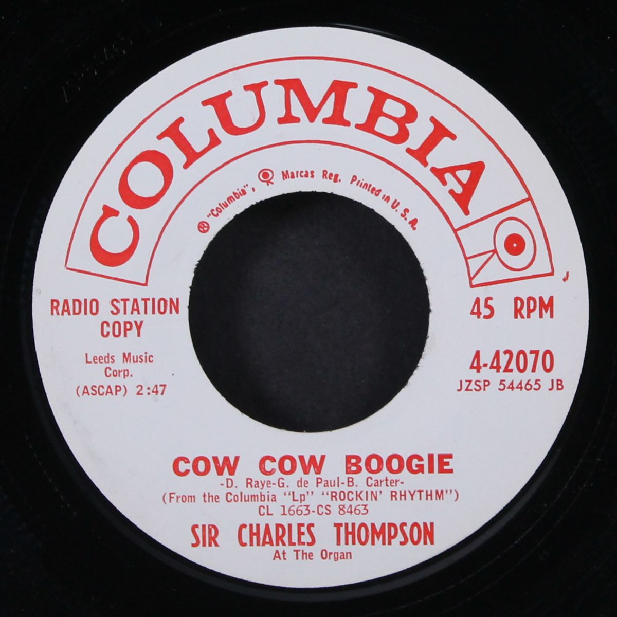 cow cow boogie / rockin' chair by SIR CHARLES THOMPSON