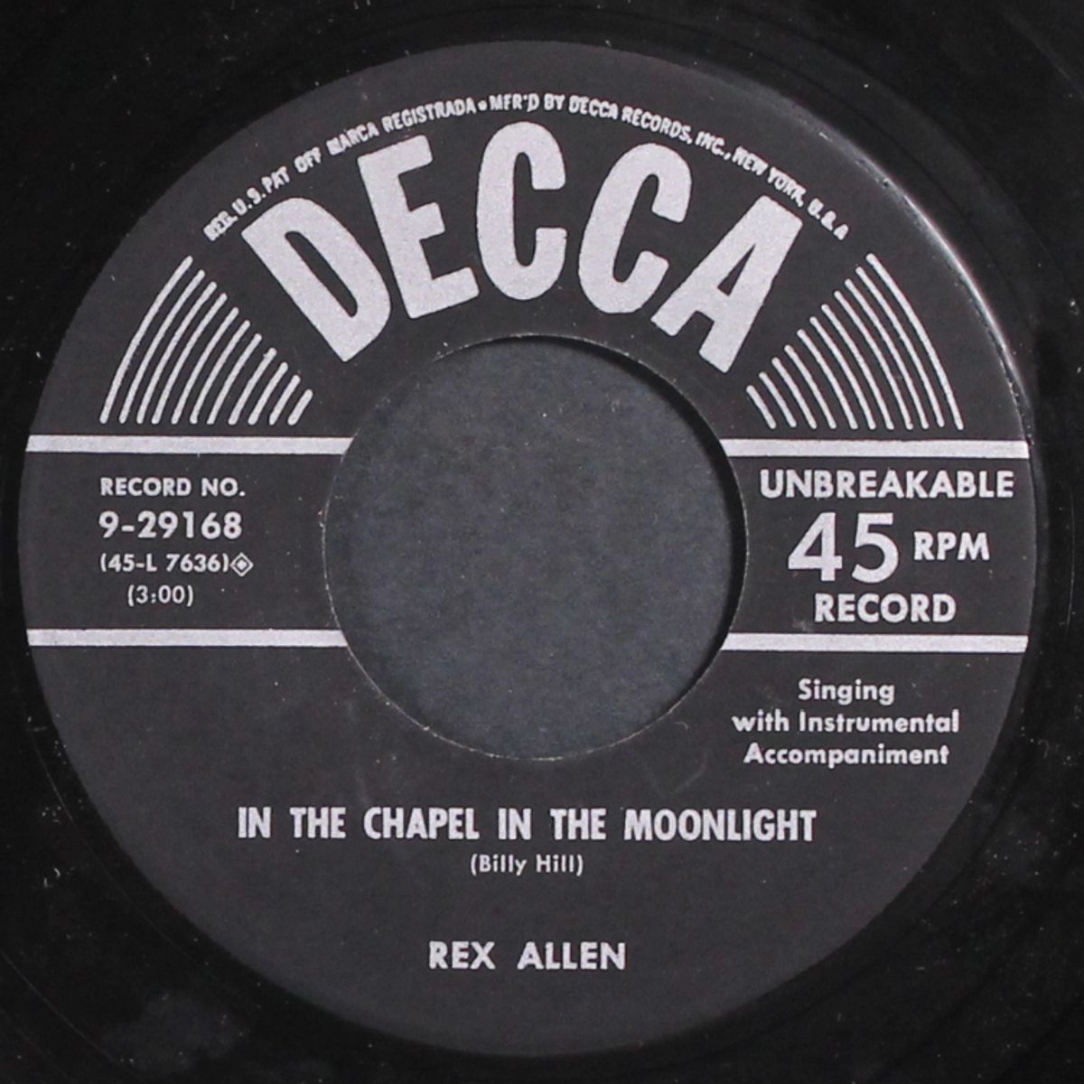chapel of memories / in the chapel in the moonlight by REX ALLEN