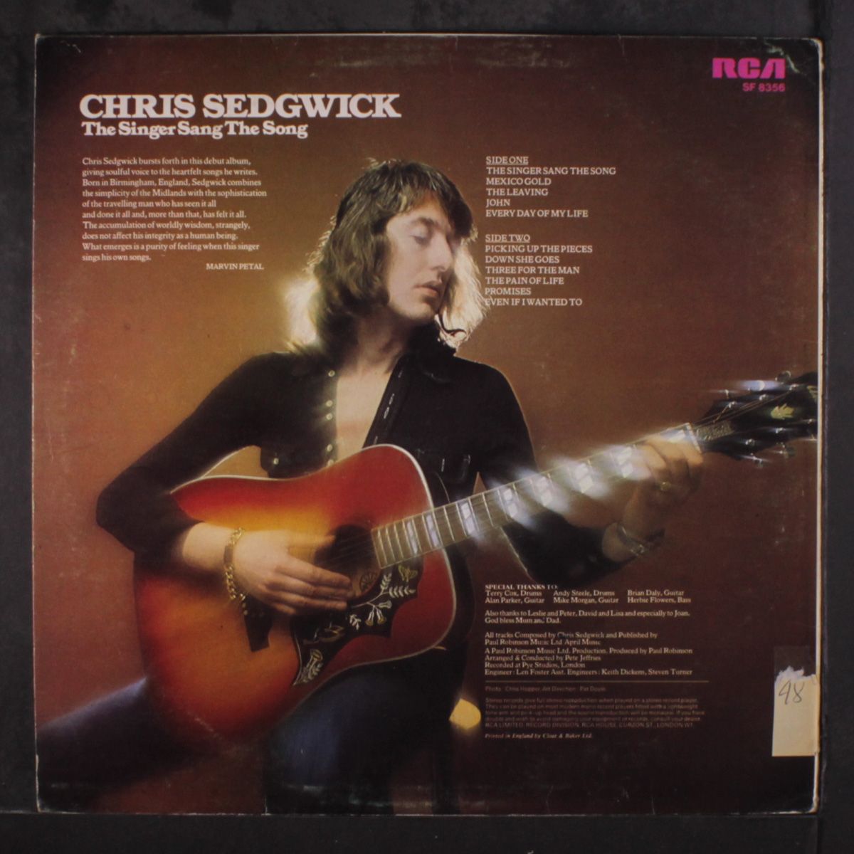 the singer sang the song by CHRIS SEDGWICK