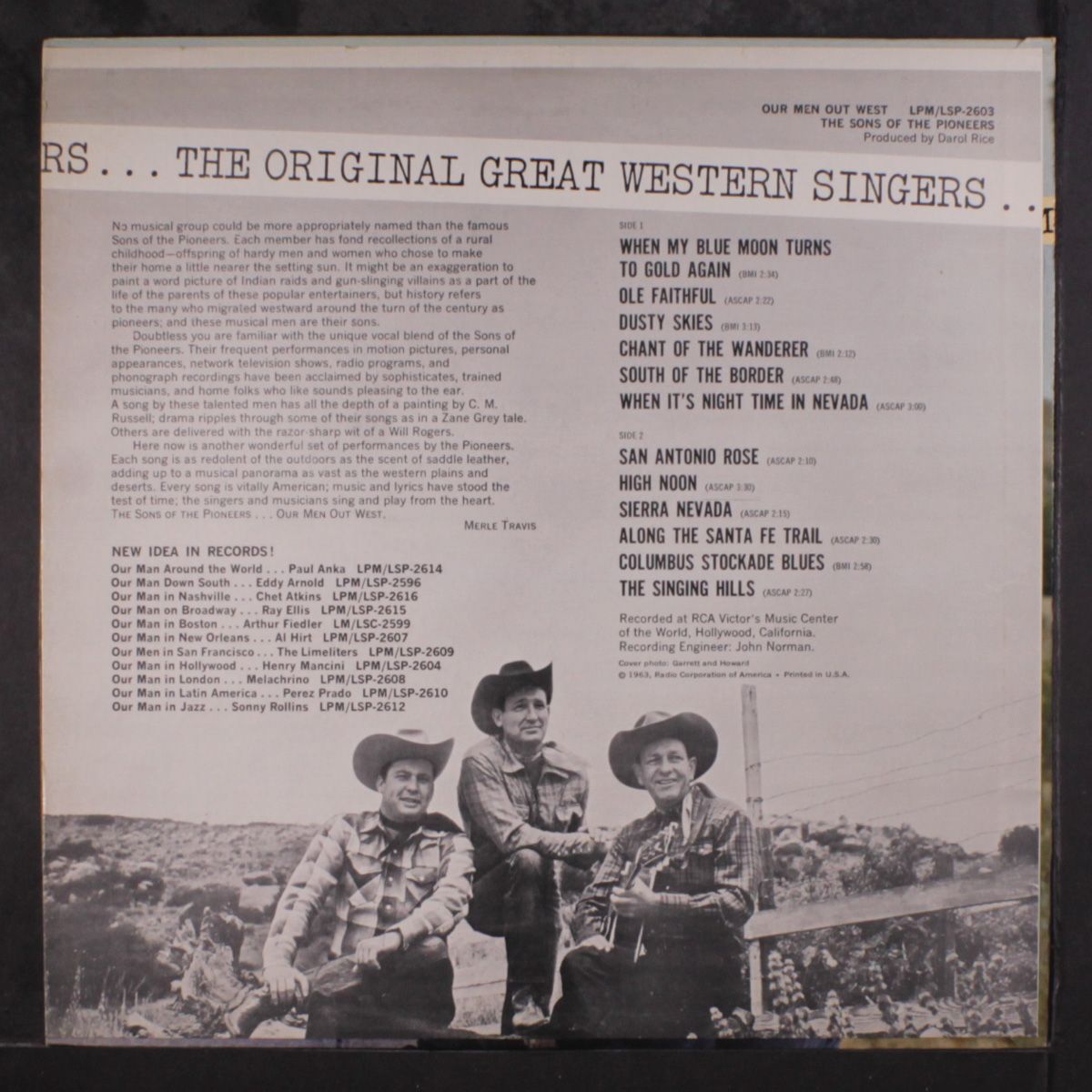 our men out west by SONS OF THE PIONEERS
