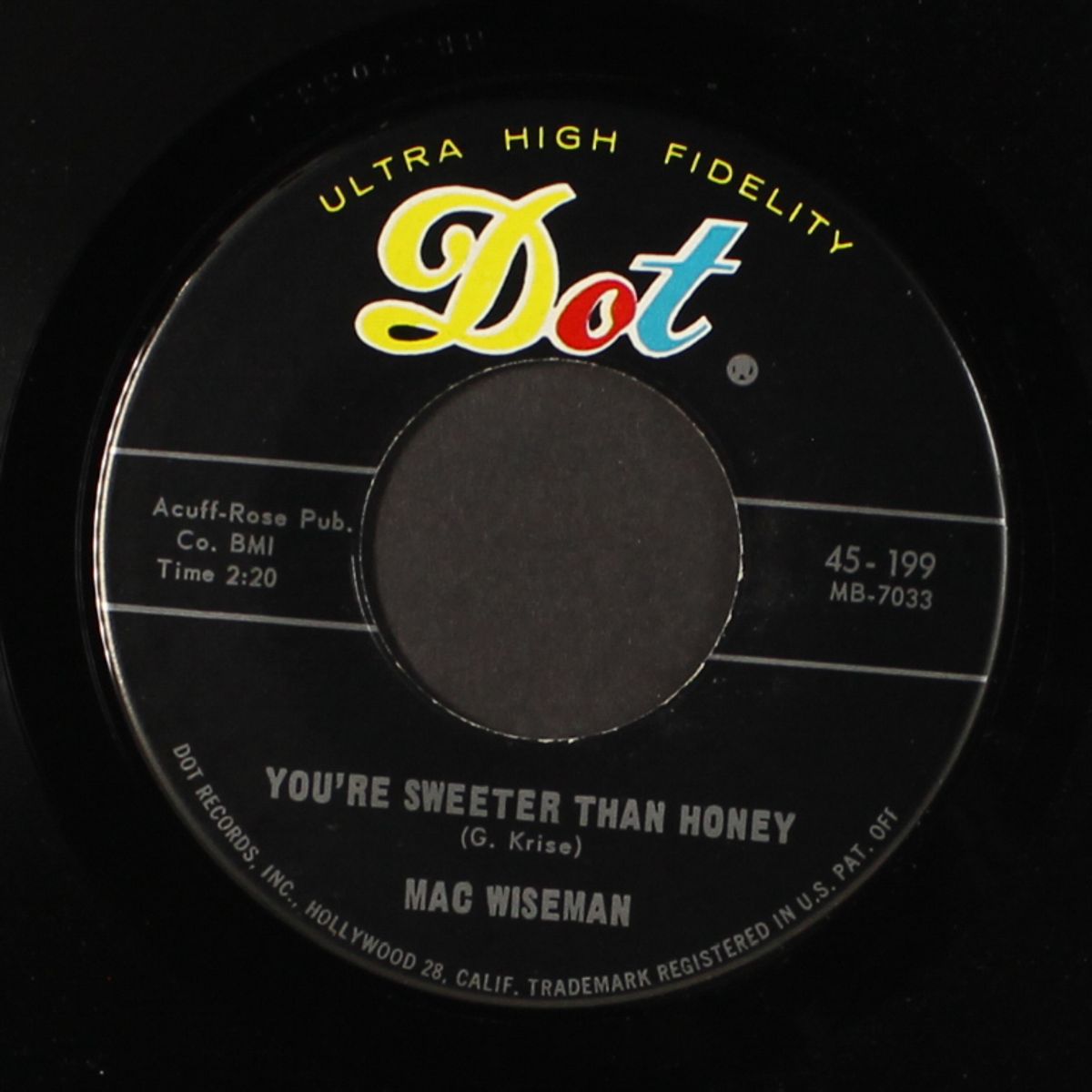 don't let your sweet love die / you're sweeter than honey by MAC WISEMAN