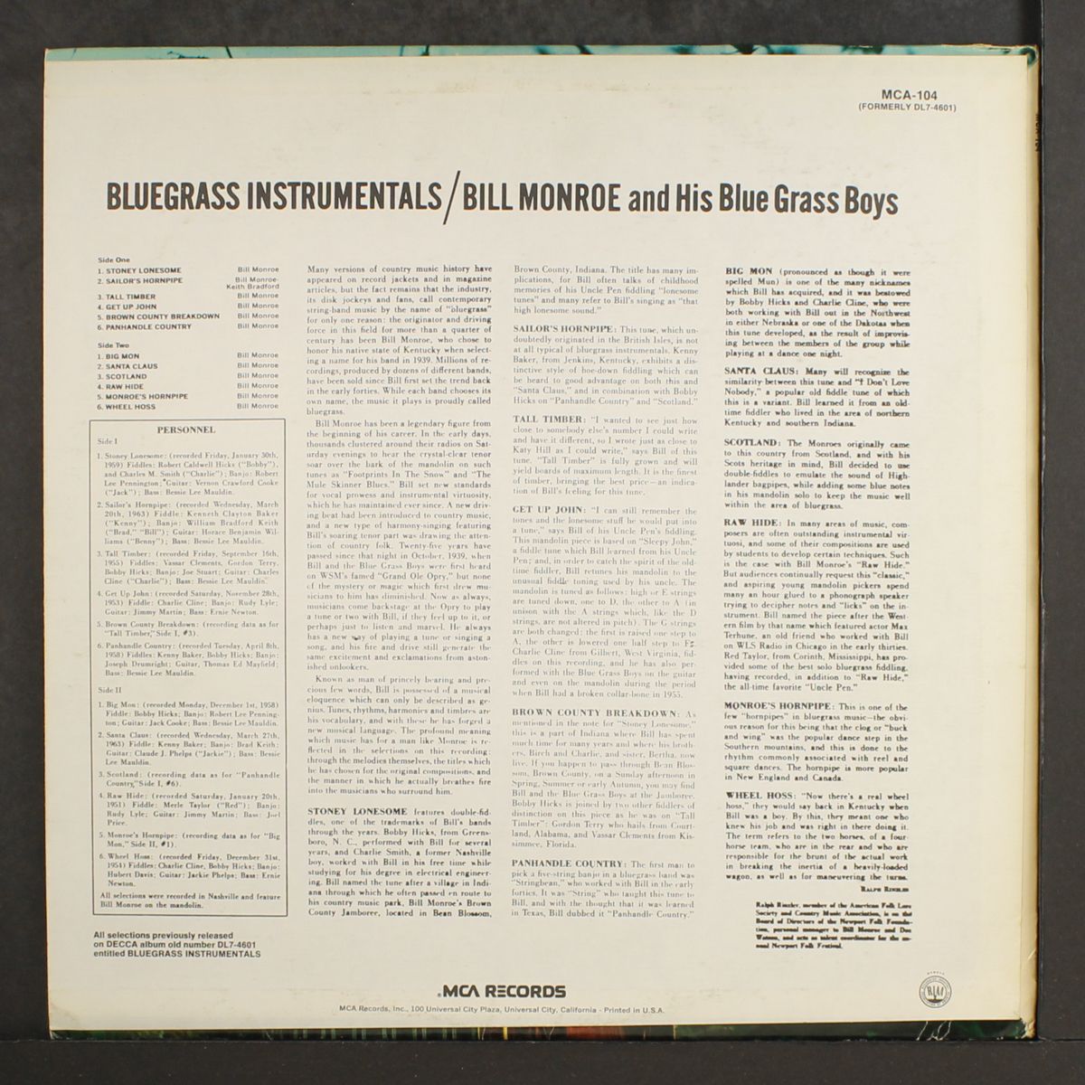 bluegrass instrumentals by BILL MONROE