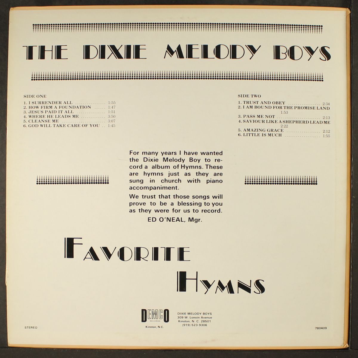 favorite hymns by DIXIE MELODY BOYS