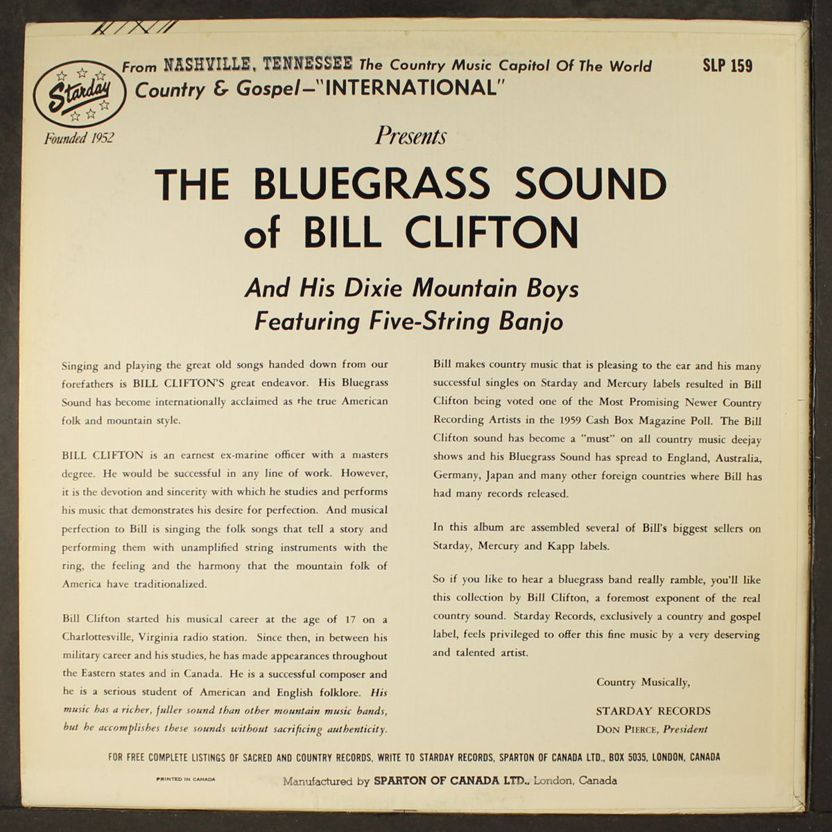 the bluegrass sound of by BILL CLIFTON