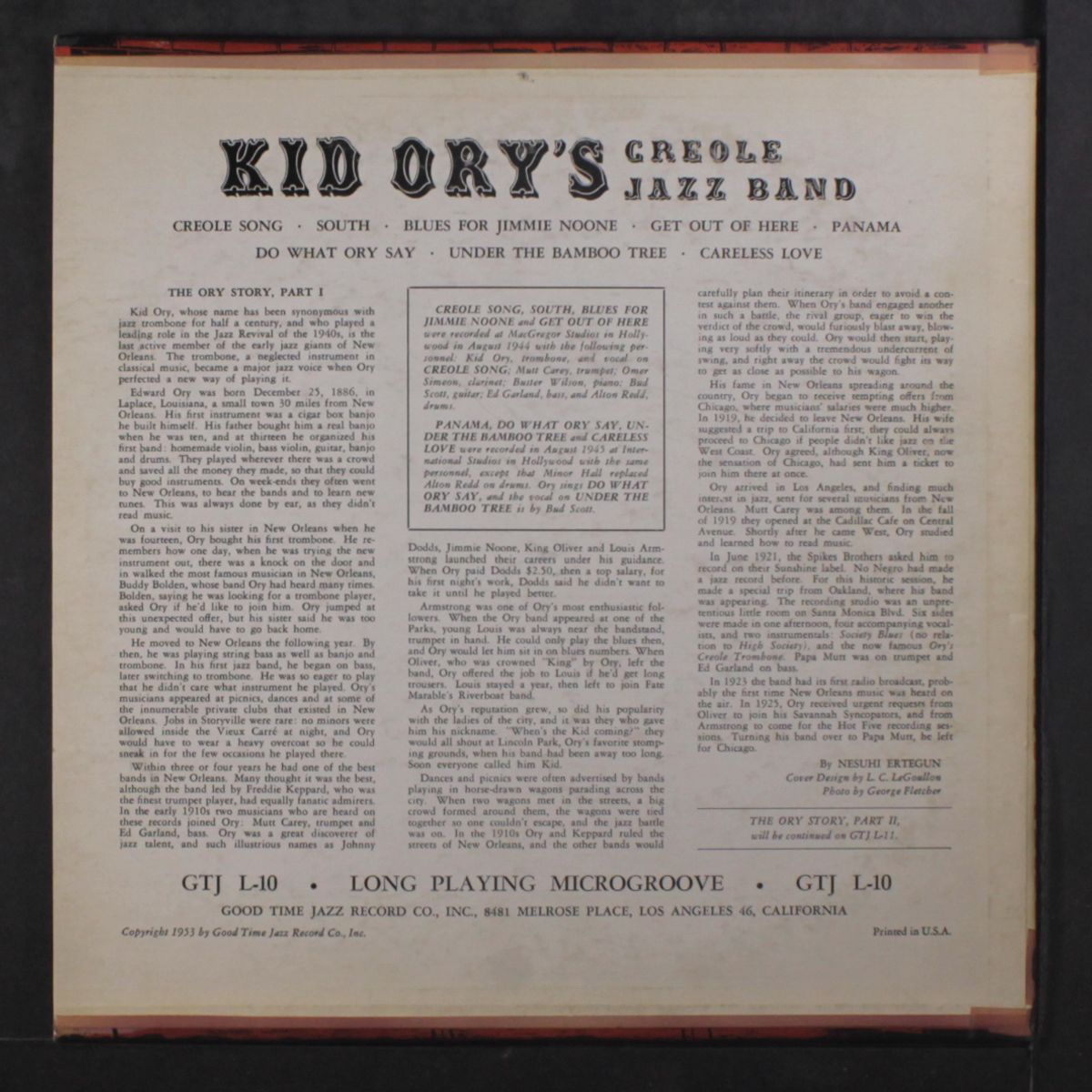 kid ory's creole jazz band 1944/45 by KID ORY