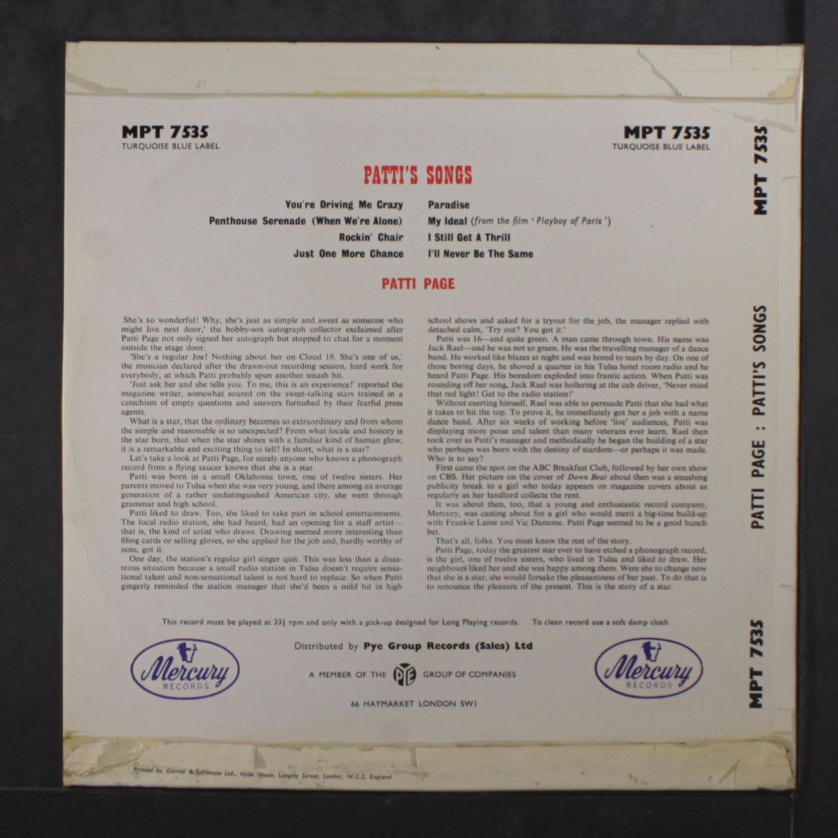 patti's songs by PATTI PAGE