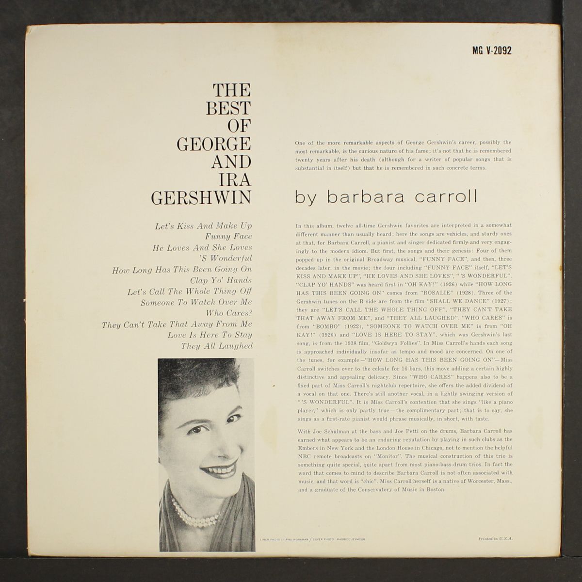 plays the best of george and ira gershwin by BARBARA CARROLL