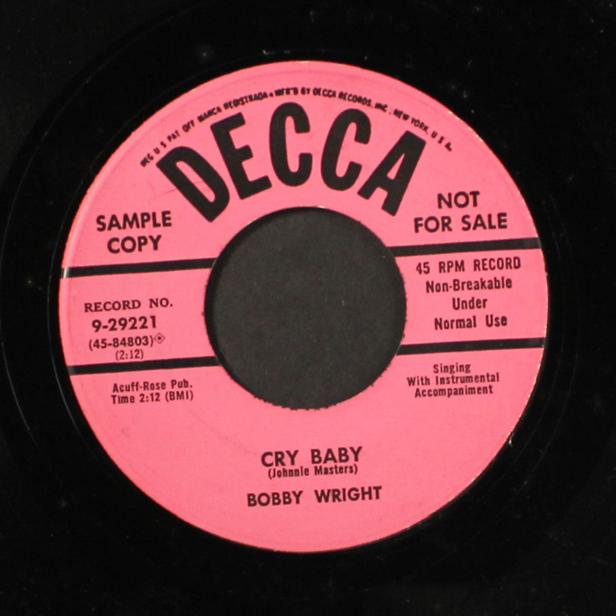 cry baby / little paper boy by BOBBY WRIGHT