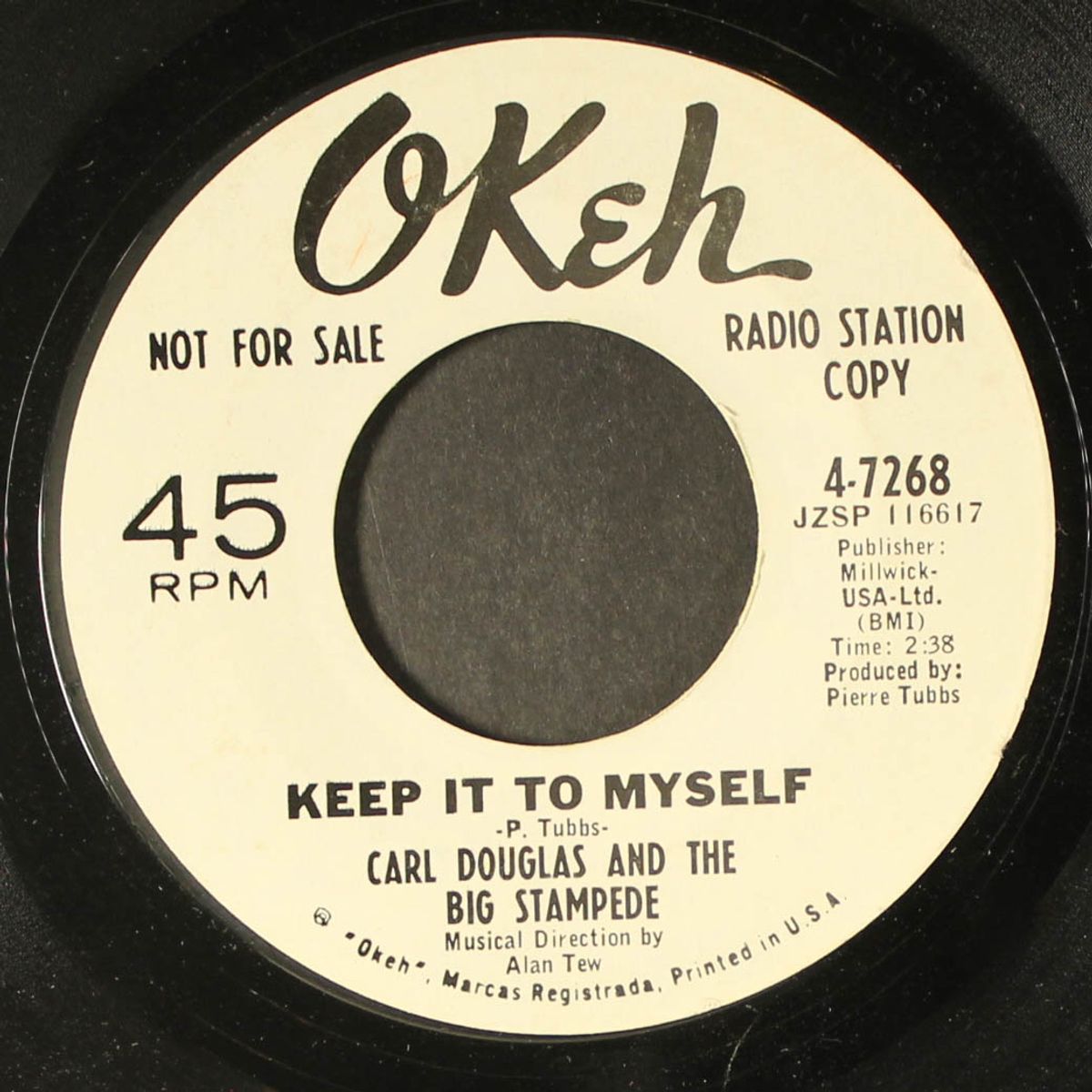 crazy feeling / keep it to myself by CARL DOUGLAS & BIG STAMPEDE